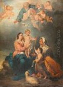 Maria Mit Jesuskind Und Johannes Dem Knaben. by Bartolome Esteban Murillo
