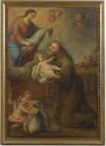 The Virgin Mary And Saint Felix Of Cantalice Holding The Infantjesus In His Arms by Bartolome Esteban Murillo