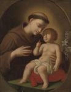 St. Francis Holding The Christ Child, In A Feigned Oval by Bartolome Esteban Murillo