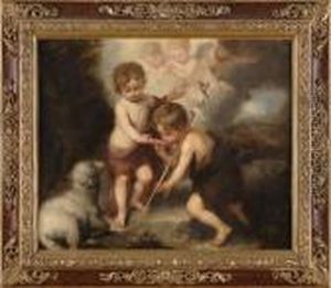 Christuskind Mit Dem Johannesknaben. by Bartolome Esteban Murillo