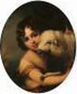 The Infant Jesus And Lamb, Oval by Bartolome Esteban Murillo