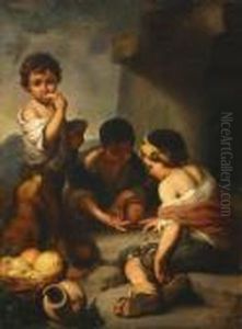Three Boys Playing Dice