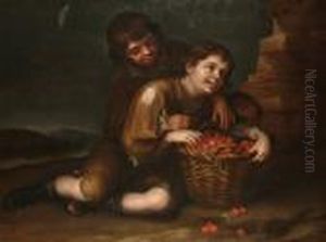 Children With A Basket Of Cherries by Bartolome Esteban Murillo