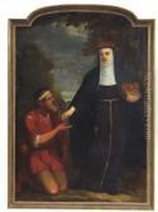 Saint Elisabeth Of Hungary In A Wooded Landscape