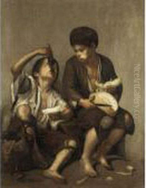 A Street Scene With Urchins Eating Grapes And A Melon - view 1