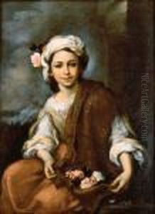 An Allegory Of Spring: A Young Girl Holding Flowers by Bartolome Esteban Murillo