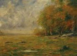 Painting On Pond - Autumn Landscape by John Francis Murphy
