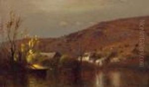 Landscape With Boat And House by John Francis Murphy