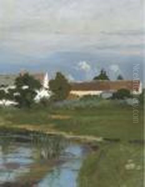 Landscape With A White House Behind Trees - view 1