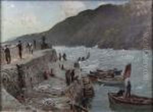 Harbour Scene With Fishermen And Fishing Boats