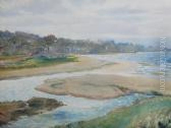 River Estuary With Town In The Distance - view 1