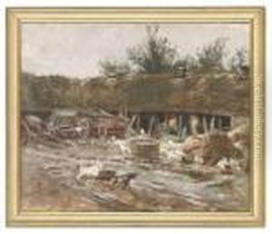 Barnyard With Chickens by David Murray