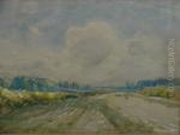Shepherd And Dog Driving Sheep Down A Road - view 1