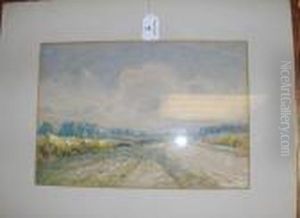 Figure Herding Sheep On A Track, , Inscribed And Dated 1920 by David Murray