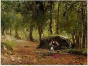 The Charcoal Burner Resting In The Woods by David Murray