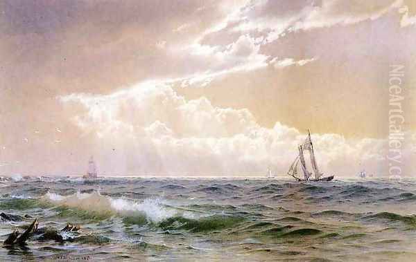 Coastal Scene with Sailboats - view 1