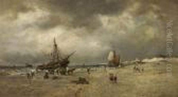 Strandszene Mitanlandenden Fischerbooten - view 1