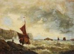 Yachts Near Rocky Coast by Francois Etienne Musin