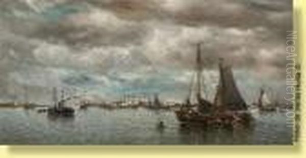 Vapeur Et Barques De Peche Dans Un Estuaire - view 1