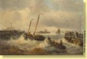 L'arrivee Des Pecheurs Par Gros Temps by Francois Etienne Musin