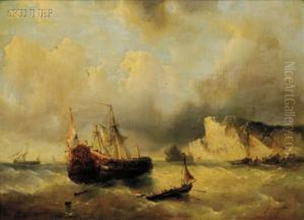 Ship And Dory By The Cliffs - view 1