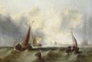 Kraggs (danish Warships) Before Antwerp Harbour by Francois Etienne Musin
