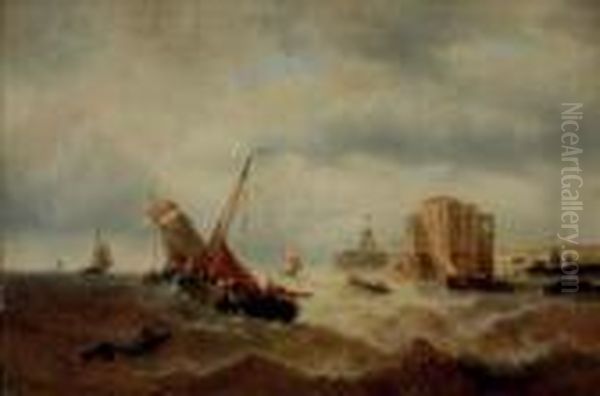 Ships In Stormy Sea - view 1