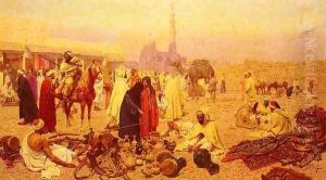 An Arabian Market by Giulio Rosati
