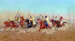 Charging Horsemen Outside the Northern Cemetery by Giulio Rosati