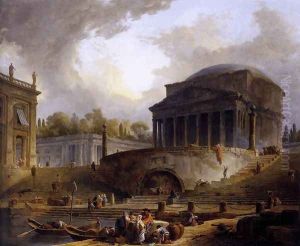 View of Ripetta 1766 by Hubert Robert