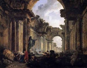 Imaginary View of the Grande Galerie in the Louvre in Ruins 1796 by Hubert Robert