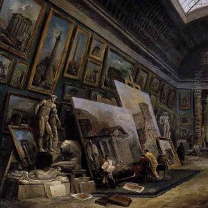Imaginary View of the Grande Galerie in the Louvre (detail) 1789 by Hubert Robert