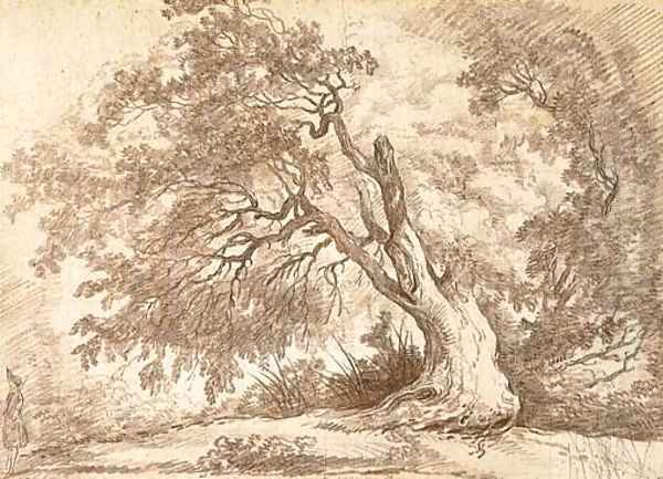 Study of a large tree, a figure in the left foreground - view 1