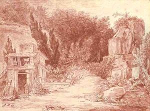 A farm among classical ruins by Hubert Robert