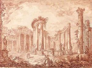 The temple of Serapides at Pozzuoli by Hubert Robert