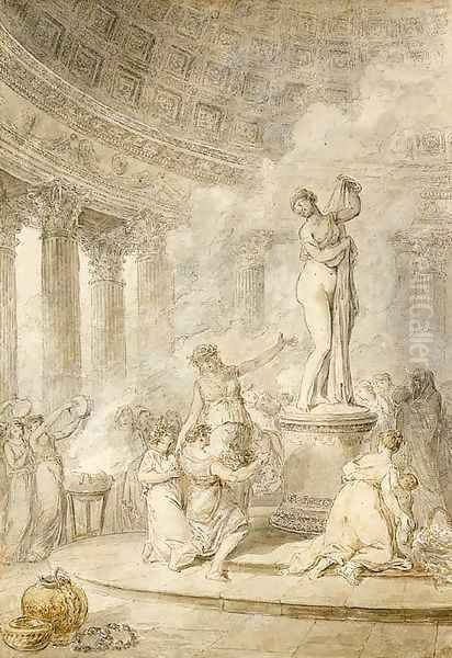 A sacrifice before the Callipygian Venus in a circular temple - view 1