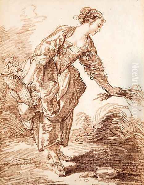 A Shepherdess picking Flowers - view 1