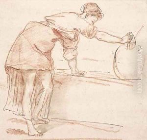 A woman filling a water jar at a fountain A woman filling a water jar at a fountain
