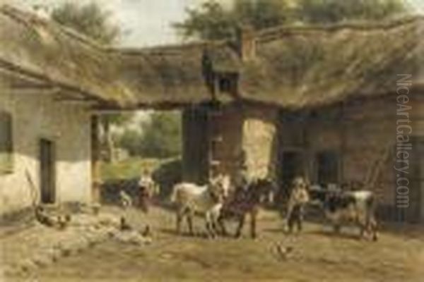 Working Horses In A Farmyard - view 1