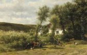 By The White Farmhouse by Willem Carel Nakken
