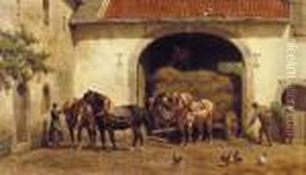 Unloading The Hay-wagon - view 1