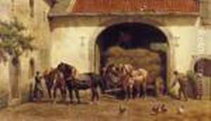 Unloading The Hay-wagon by Willem Carel Nakken