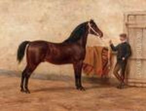 A Steed With His Groom by Willem Carel Nakken