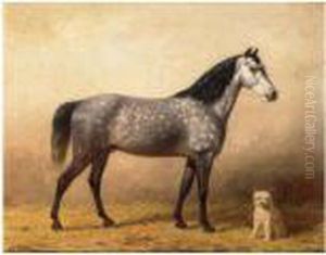 A Grey And A White Dog by Willem Carel Nakken