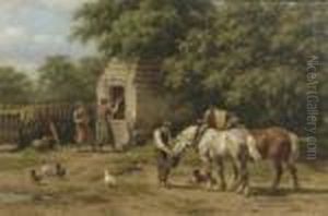 De Gasthuisput Bij Bemelen, Limburg: Fresh Water For Thehorses by Willem Carel Nakken
