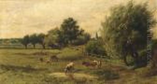 Cows In A Summer Landscape by Willem Carel Nakken