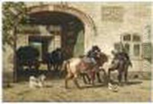 Horses By A Gateway