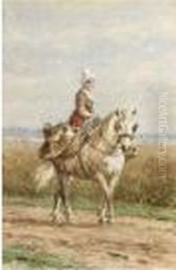 A Normandian Farmer's Wife On A Horseback by Willem Carel Nakken