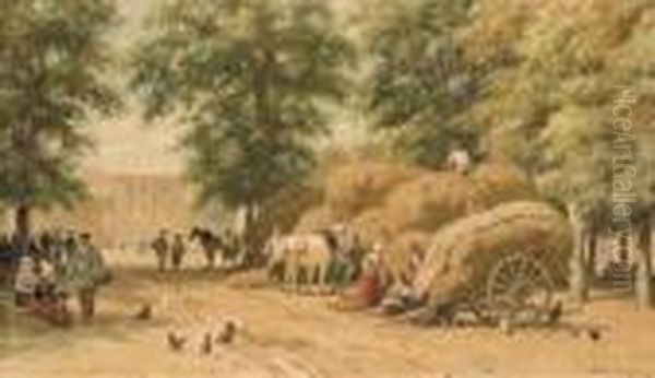 Haycarts In A Town - view 1