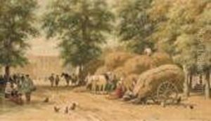 Haycarts In A Town